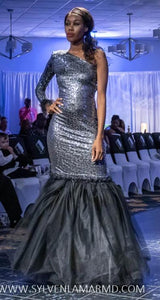Evening Glow Mermaid Dress with Sequins and Removable Tulle Skirt