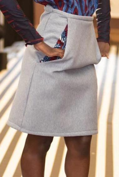 Fitted Skirt with African Print Pocket Lining