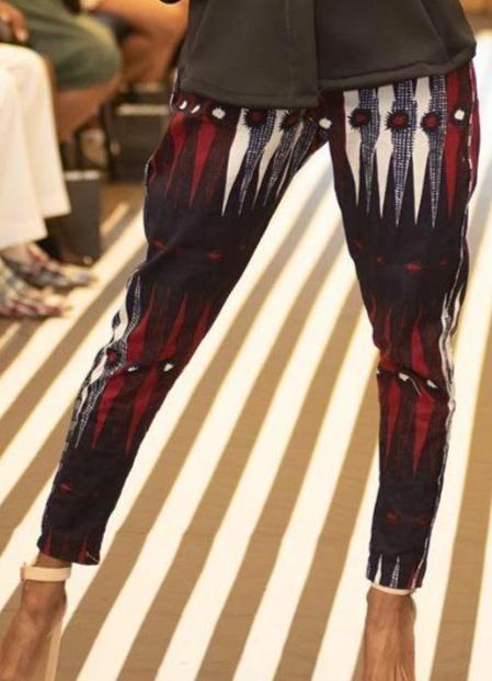 Legs of model wearing African Print High Waist Slim leg Pant.