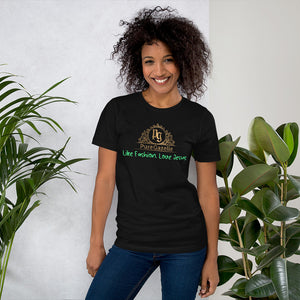 Short-Sleeve Unisex T-Shirt Pure Gazelle Logo t-shirt Black with Green